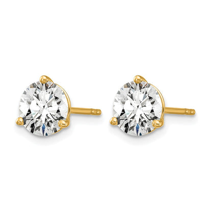 14K Yellow Gold 5 Ctw Lab Grown Diamond Vs+ F+ Round 3 Prong Heavy Wt. Stud Earrings