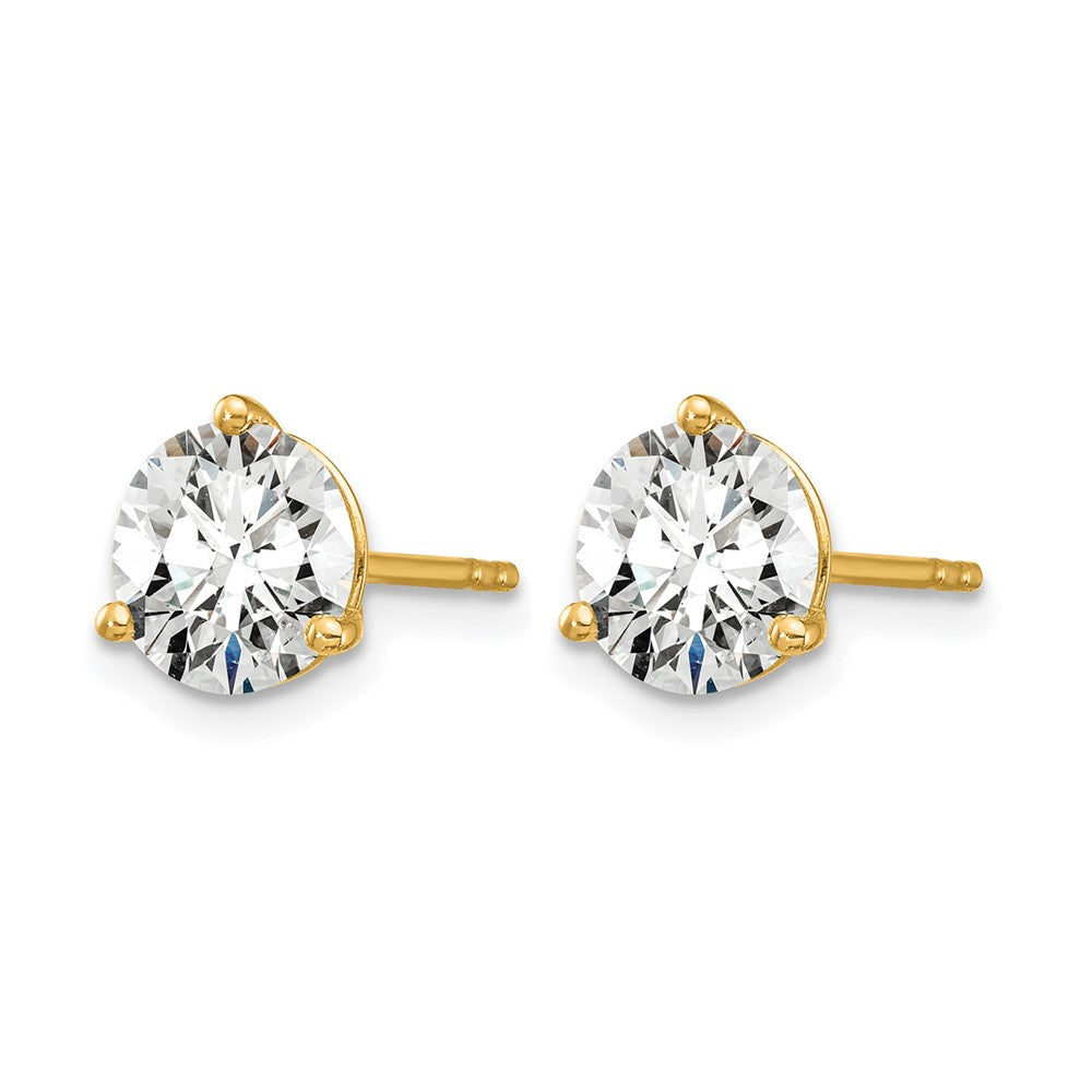 14K Yellow Gold 6 Ctw Lab Grown Diamond Vs+ F+ Round 3 Prong Heavy Wt. Stud Earrings