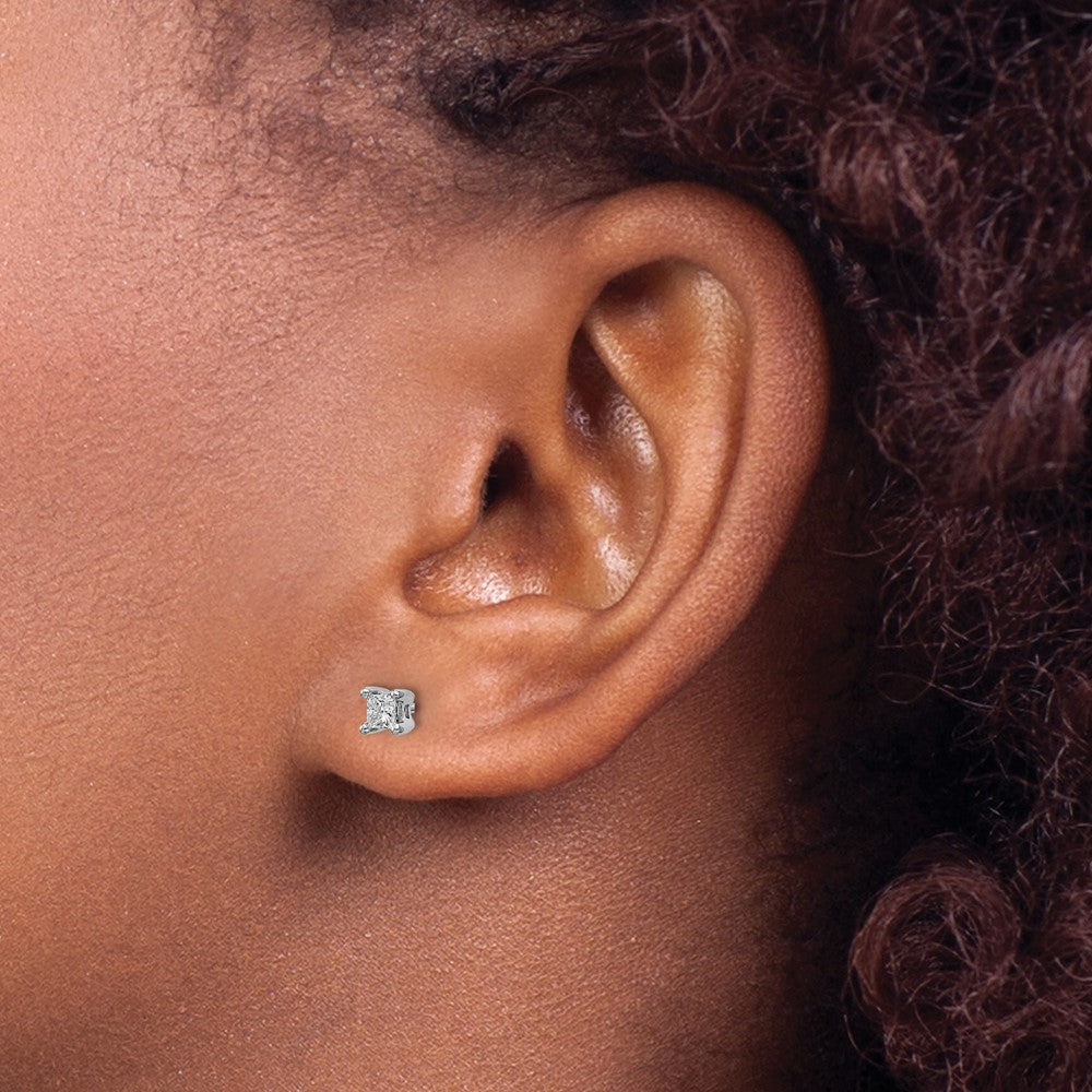 14k White Gold 1/4 ctw Lab Grown Diamond VS/SI+ G+ Princess 4 Prong Heavy Wt. Stud Earrings