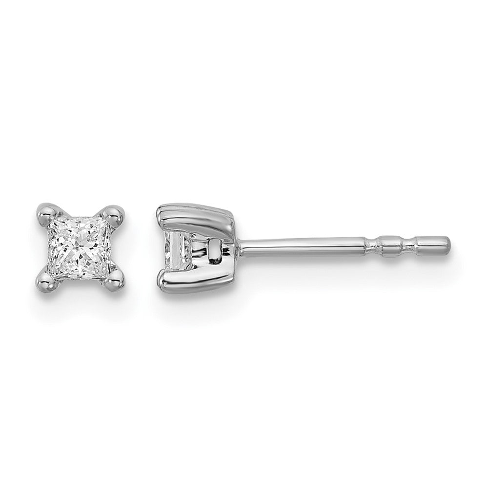 14k White Gold 1/4 ctw Lab Grown Diamond VS/SI+ G+ Princess 4 Prong Heavy Wt. Stud Earrings