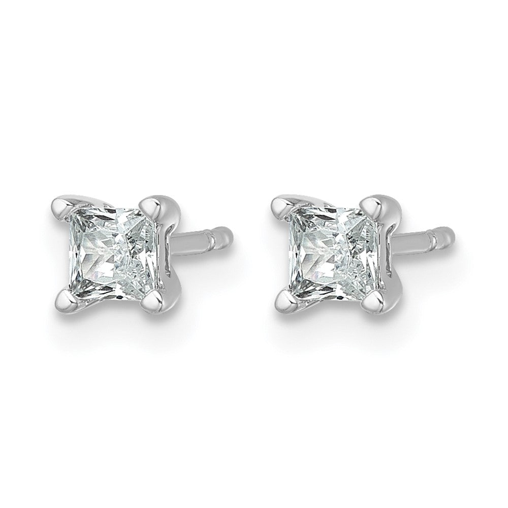 14k White Gold 1/2 ctw Lab Grown Diamond VS/SI+ G+ Princess 4 Prong Heavy Wt. Stud Earrings