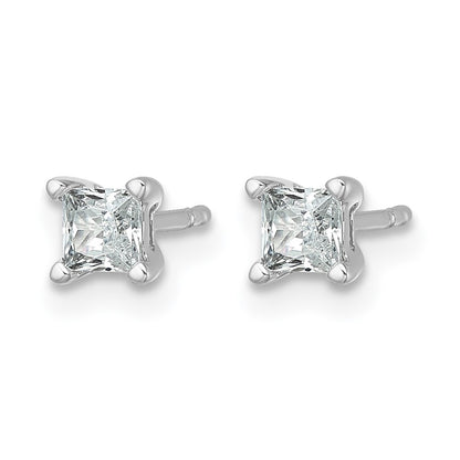 14k White Gold 1/2 ctw Lab Grown Diamond VS/SI+ G+ Princess 4 Prong Heavy Wt. Stud Earrings