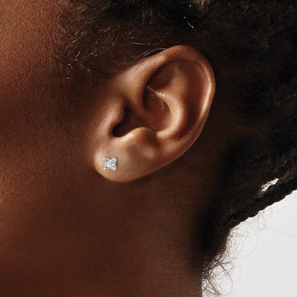 14k White Gold 1/2 ctw Lab Grown Diamond VS/SI+ G+ Princess 4 Prong Heavy Wt. Stud Earrings