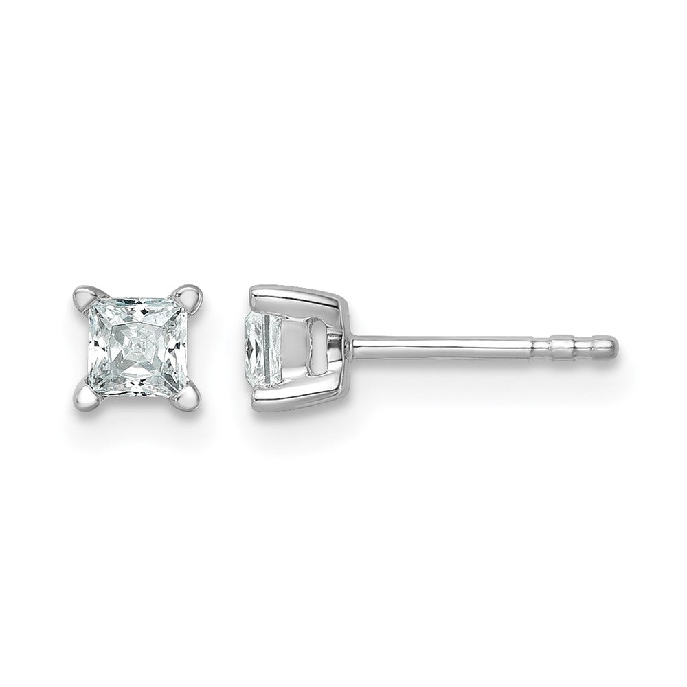 14k White Gold 1/2 ctw Lab Grown Diamond VS/SI+ G+ Princess 4 Prong Heavy Wt. Stud Earrings