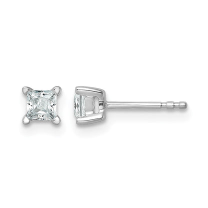 14k White Gold 1/2 ctw Lab Grown Diamond VS/SI+ G+ Princess 4 Prong Heavy Wt. Stud Earrings
