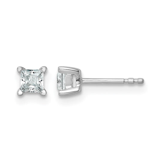 14k White Gold 1/2 ctw Certified Lab Grown Diamond VS/SI+ G+ Princess 4 Prong Heavy Wt. Stud Earrings