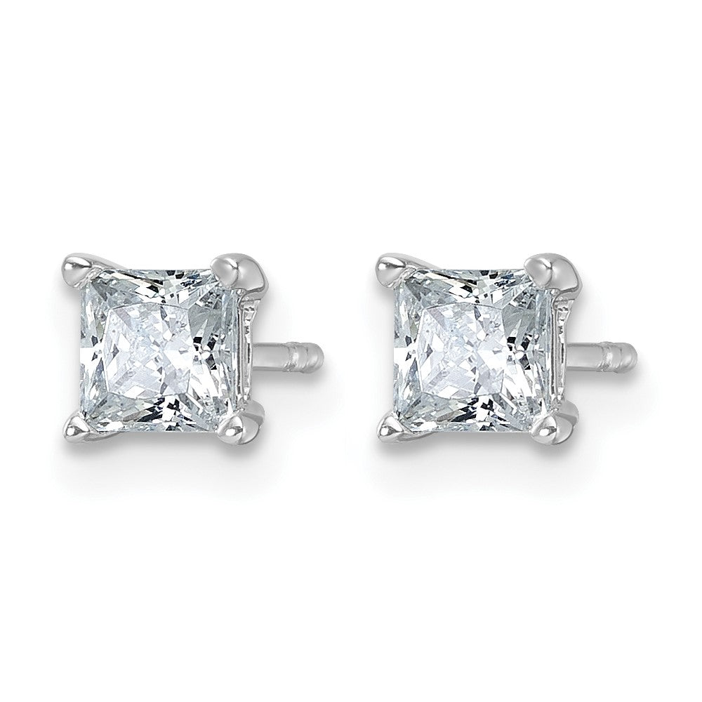 14k White Gold 1 ctw Lab Grown Diamond VS/SI+ G+ Princess 4 Prong Heavy Wt. Stud Earrings