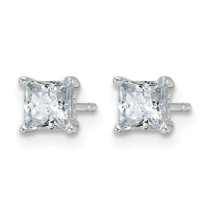 14k White Gold 1 ctw Certified Lab Grown Diamond VS/SI+ G+ Princess 4 Prong Heavy Wt. Stud Earrings