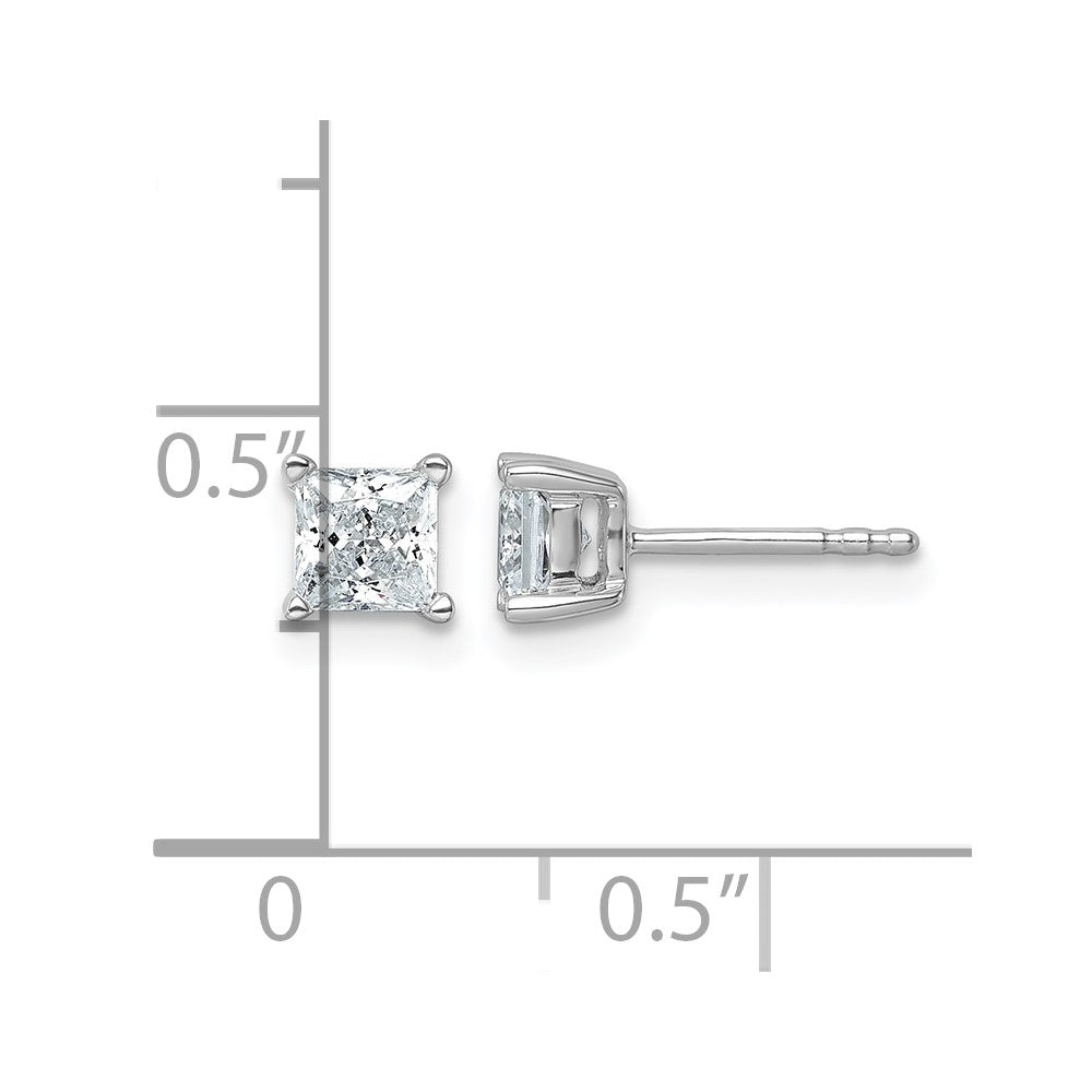 14k White Gold 1 ctw Lab Grown Diamond VS/SI+ G+ Princess 4 Prong Heavy Wt. Stud Earrings