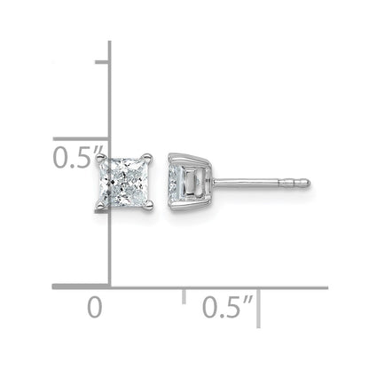 14k White Gold 1 ctw Certified Lab Grown Diamond VS/SI+ G+ Princess 4 Prong Heavy Wt. Stud Earrings