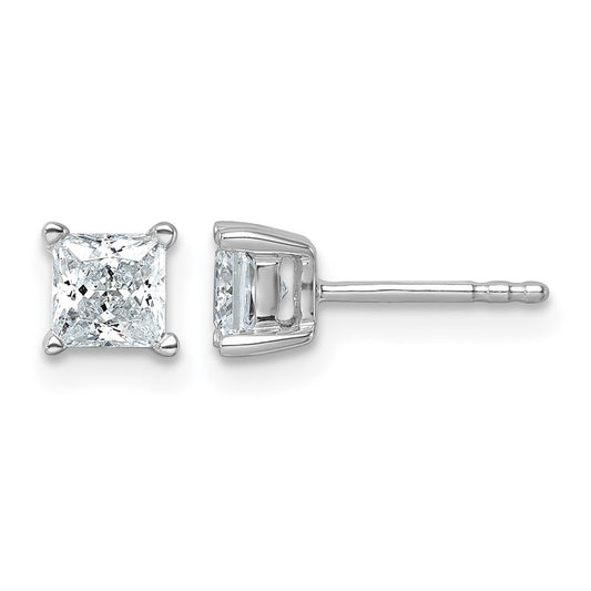 14k White Gold 1 ctw Lab Grown Diamond VS/SI+ G+ Princess 4 Prong Heavy Wt. Stud Earrings