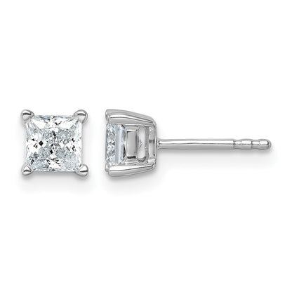 14k White Gold 1 ctw Certified Lab Grown Diamond VS/SI+ G+ Princess 4 Prong Heavy Wt. Stud Earrings