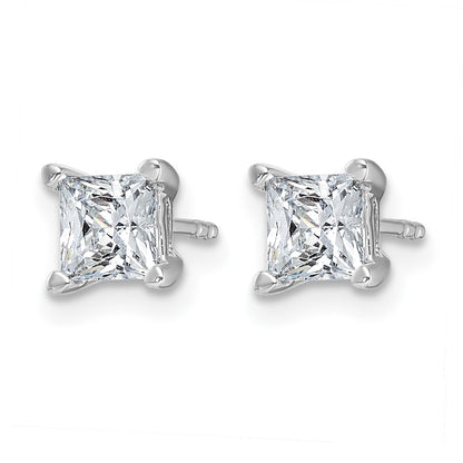 14k White Gold 1 1/2 ctw Lab Grown Diamond VS/SI+ G+ Princess 4 Prong Heavy Wt. Stud Earrings