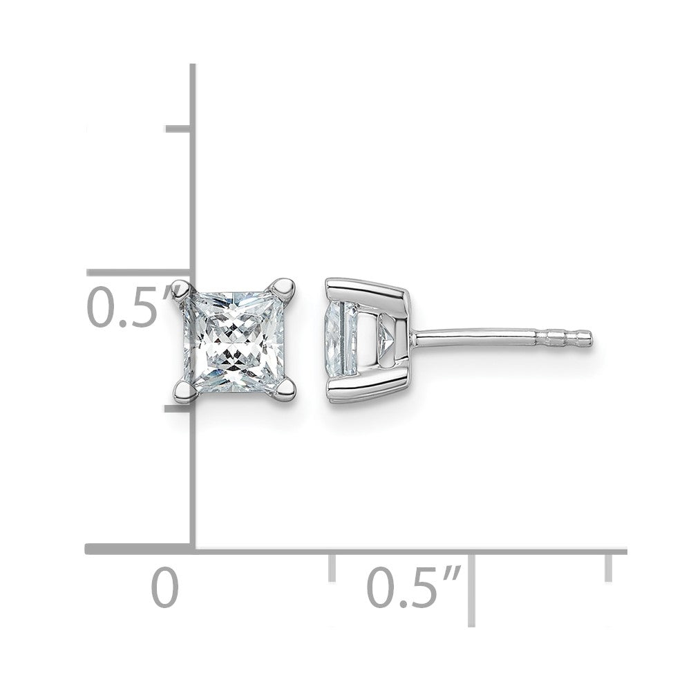14k White Gold 1 1/2 ctw Lab Grown Diamond VS/SI+ G+ Princess 4 Prong Heavy Wt. Stud Earrings
