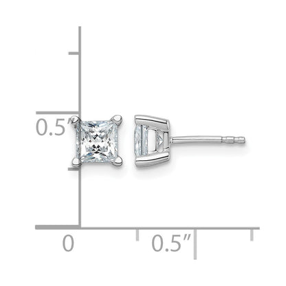 14k White Gold 1 1/2 ctw Lab Grown Diamond VS/SI+ G+ Princess 4 Prong Heavy Wt. Stud Earrings