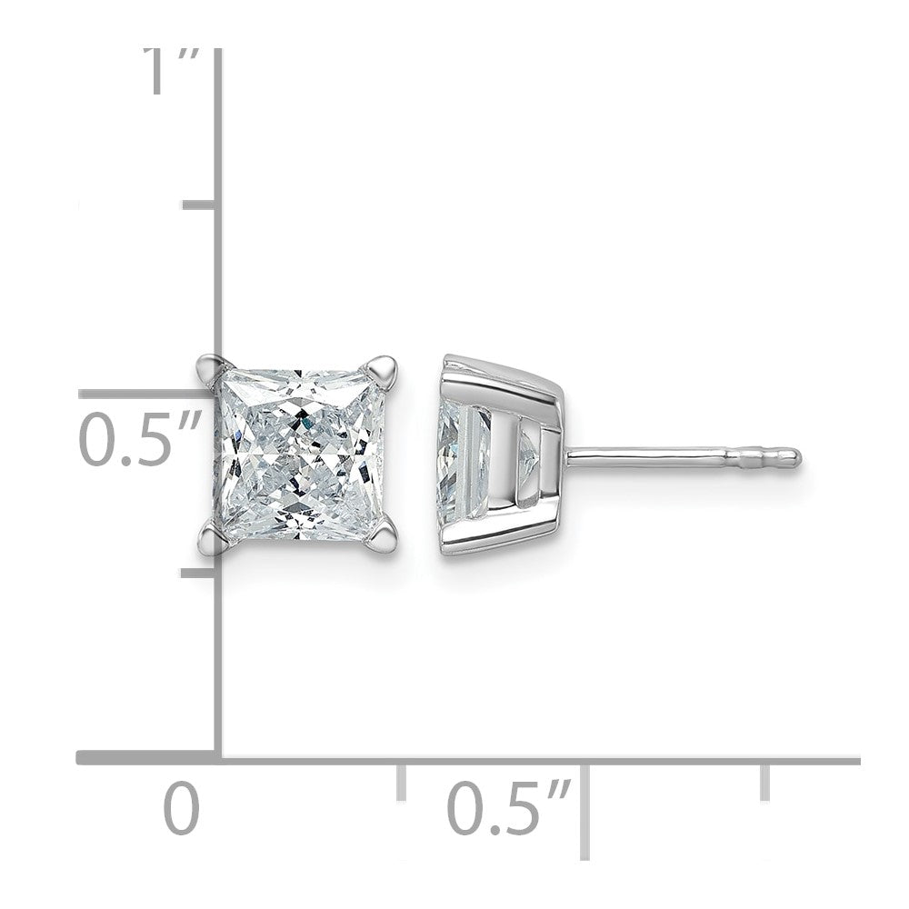 14K White Gold 3 Ctw Certified Lab Grown Diamond Vs+ F+ Princess 4 Prong Heavy Wt. Stud Earrings