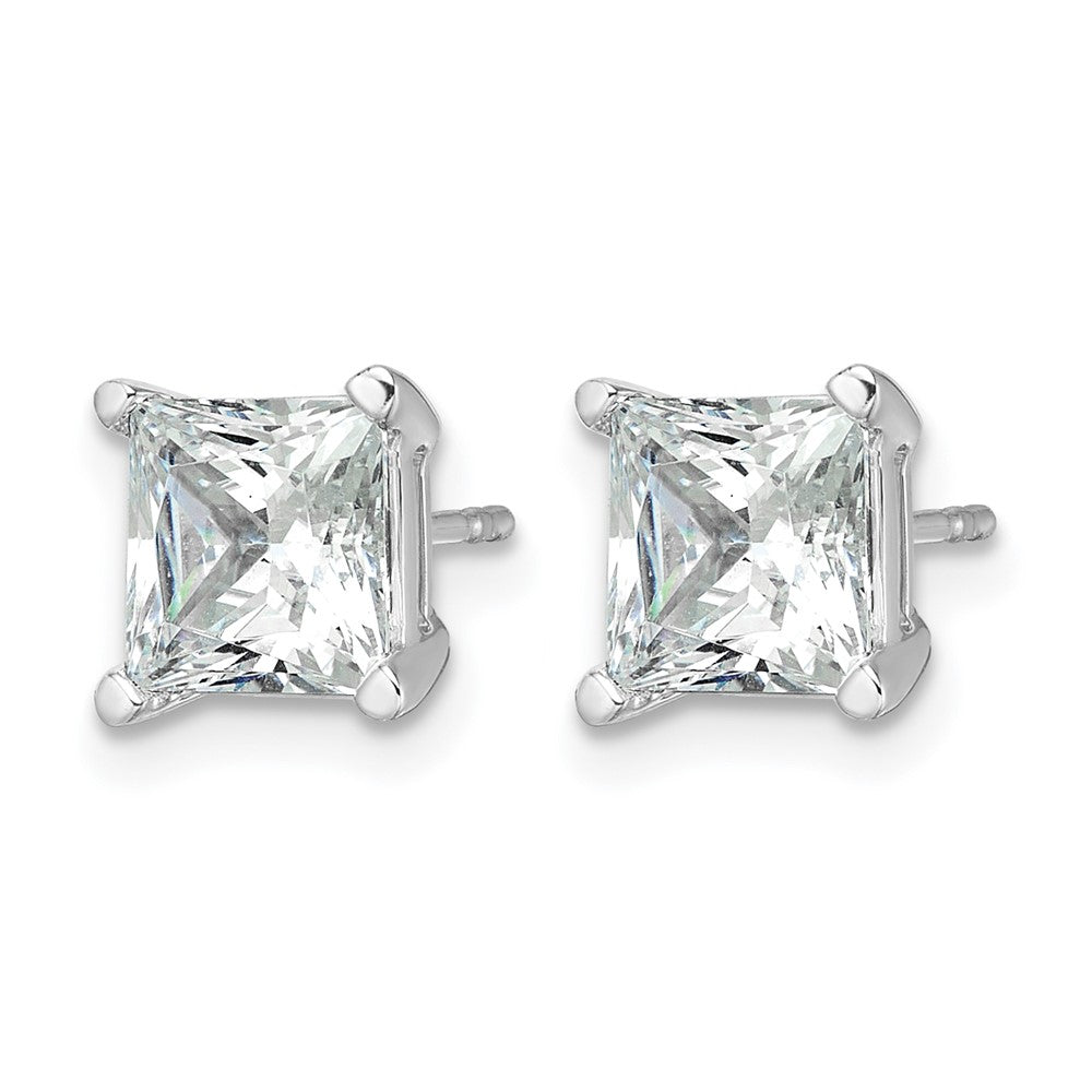 14K White Gold 4 Ctw Lab Grown Diamond Vs+ F+ Princess Prong Heavy Wt. Stud Earrings