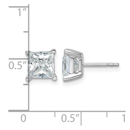 14K White Gold 4 Ctw Lab Grown Diamond Vs+ F+ Princess Prong Heavy Wt. Stud Earrings