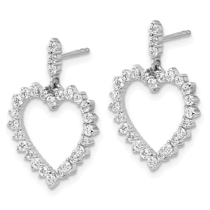 14k White Gold 1 Ct. Lab Grown Diamond VS/SI+ G+ Dangle Heart Post Earrings