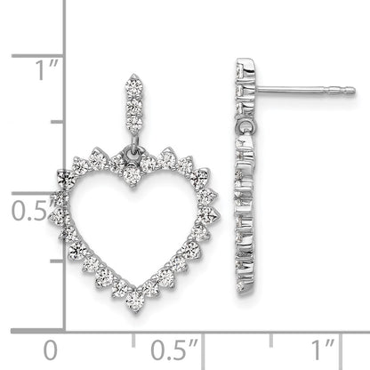 14k White Gold 1 Ct. Lab Grown Diamond VS/SI+ G+ Dangle Heart Post Earrings