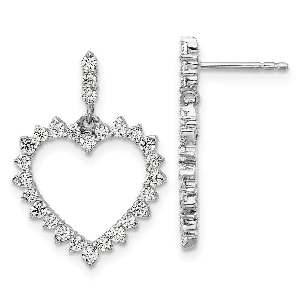 14k White Gold 1 Ct. Lab Grown Diamond VS/SI+ G+ Dangle Heart Post Earrings