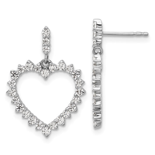 14k White Gold 1 Ct. Lab Grown Diamond VS/SI+ G+ Dangle Heart Post Earrings