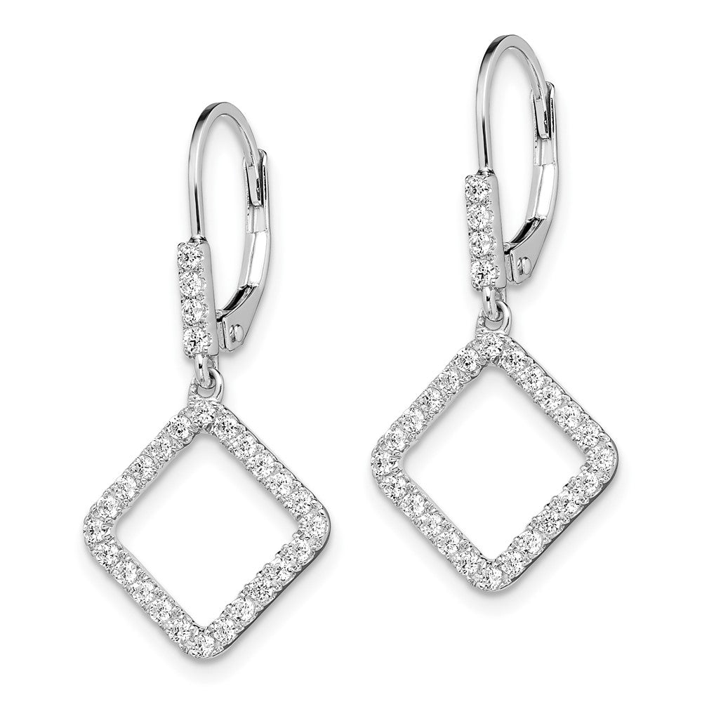 14k White Gold 1/2 Ct. Lab Grown Diamond VS/SI+ G+ Dangle Square Leverback Earrings