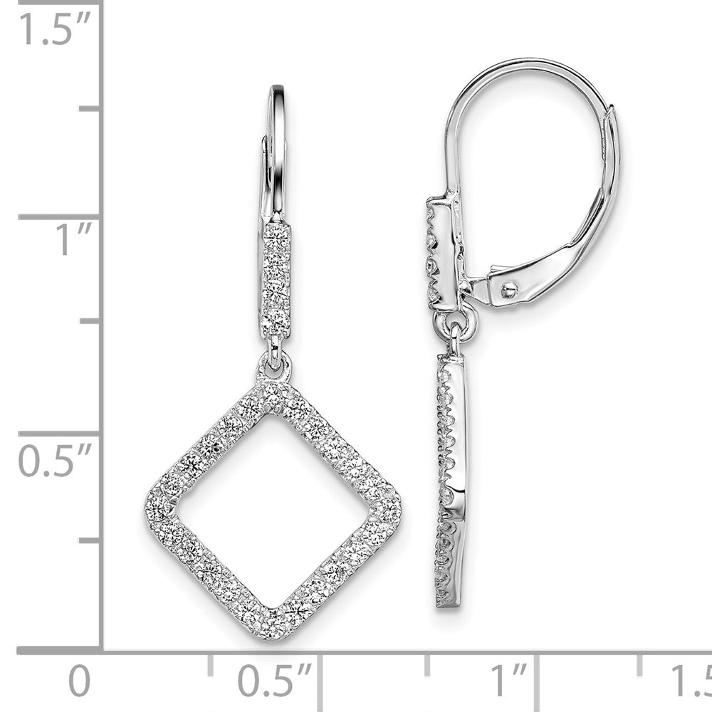 14k White Gold 1/2 Ct. Lab Grown Diamond VS/SI+ G+ Dangle Square Leverback Earrings