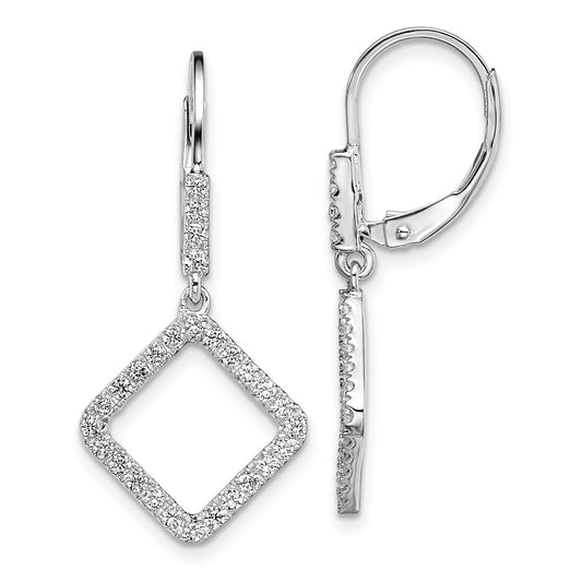 14k White Gold 1/2 Ct. Lab Grown Diamond VS/SI+ G+ Dangle Square Leverback Earrings