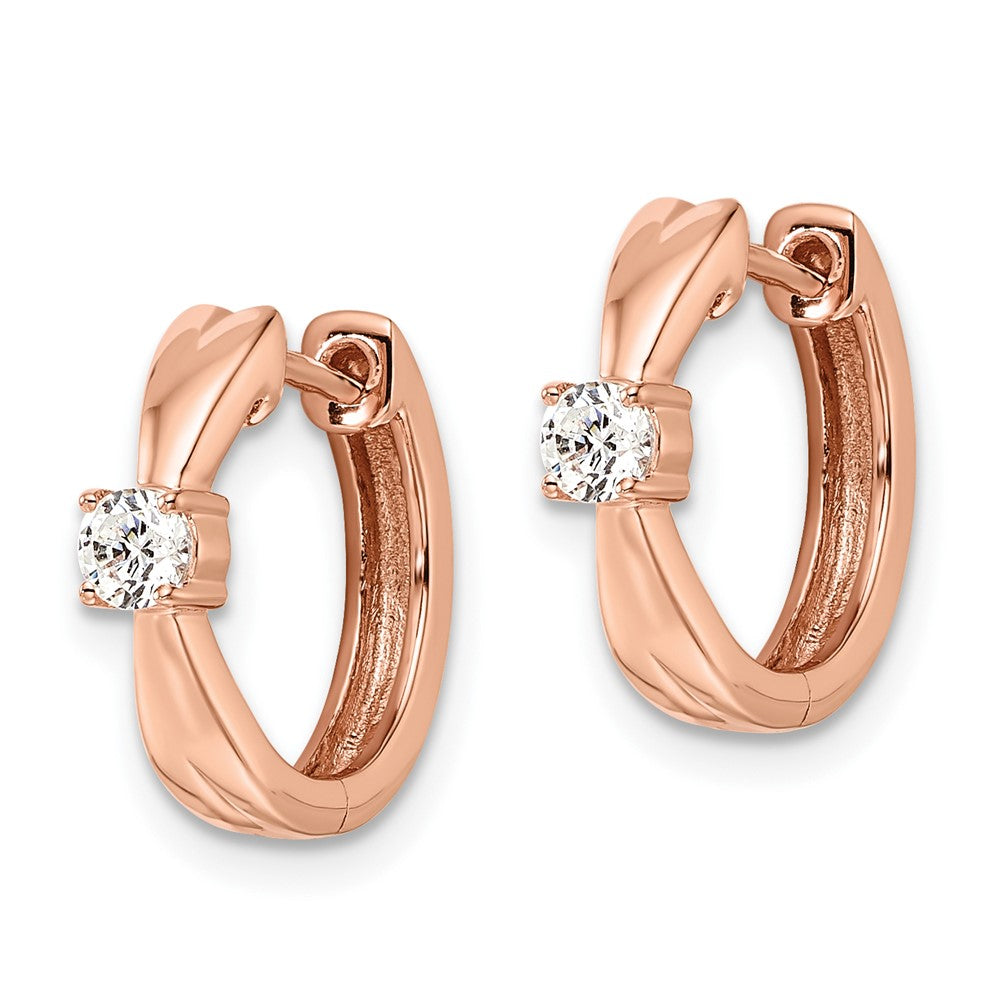 14k Rose Gold 1/5 Ct. Lab Grown Diamond VS/SI+ G+ Fashion Hinged Hoop Earrings