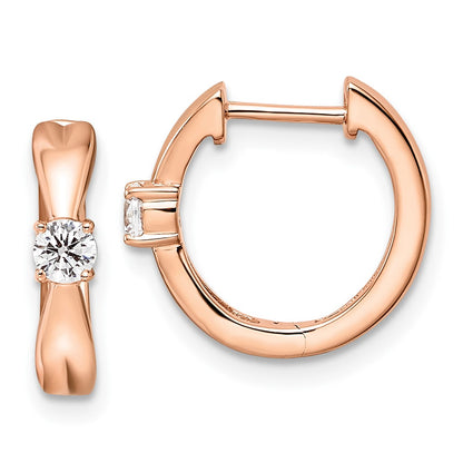 14k Rose Gold 1/5 Ct. Lab Grown Diamond VS/SI+ G+ Fashion Hinged Hoop Earrings