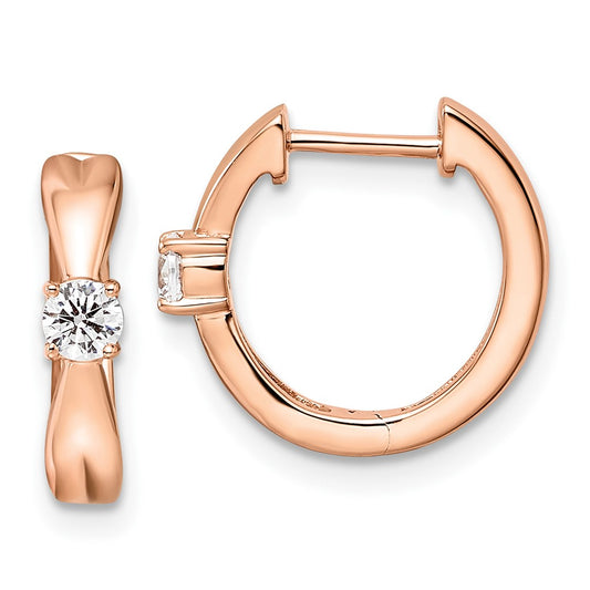 14k Rose Gold 1/5 Ct. Lab Grown Diamond VS/SI+ G+ Fashion Hinged Hoop Earrings