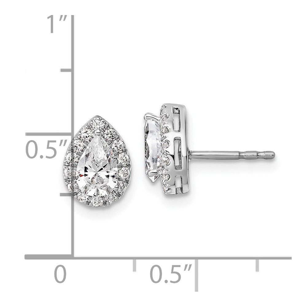 14k White Gold 1 1/4 Ct. Lab Grown Diamond VS/SI+ G+ Pear Halo Earrings