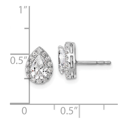 14k White Gold 1 1/4 Ct. Lab Grown Diamond VS/SI+ G+ Pear Halo Earrings