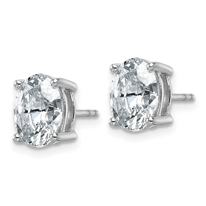 14K White Gold 3 Ctw Lab Grown Diamond Vs+ F+ Oval 4 Prong Heavy Wt. Stud Earrings