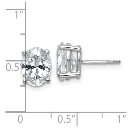 14K White Gold 3 Ctw Lab Grown Diamond Vs+ F+ Oval 4 Prong Heavy Wt. Stud Earrings