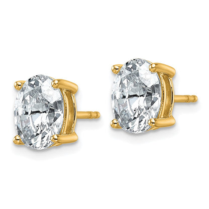 14K Yellow Gold 3 Ctw Lab Grown Diamond Vs+ F+ Oval 4 Prong Heavy Wt. Stud Earrings