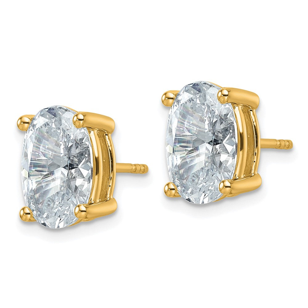 14K Yellow Gold 6 Ctw Lab Grown Diamond Vs+ F+ Oval 4 Prong Heavy Wt. Stud Earrings