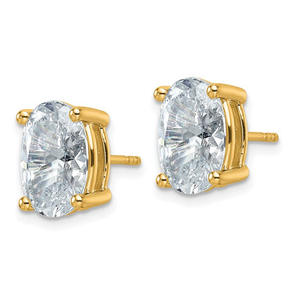 14K Yellow Gold 6 Ctw Lab Grown Diamond Vs+ F+ Oval 4 Prong Heavy Wt. Stud Earrings