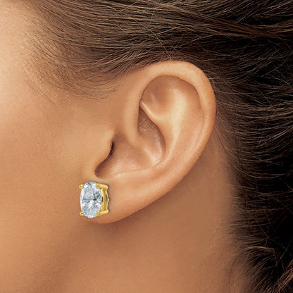 14K Yellow Gold 6 Ctw Lab Grown Diamond Vs+ F+ Oval 4 Prong Heavy Wt. Stud Earrings