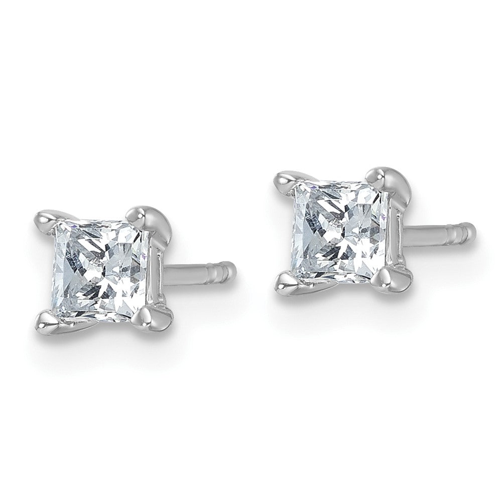 14K White Gold 3/4 Ctw Lab Grown Diamond Vs+ F+ Princess 4 Prong Heavy Wt. Stud Earrings