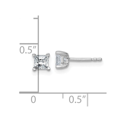 14K White Gold 3/4 Ctw Lab Grown Diamond Vs+ F+ Princess 4 Prong Heavy Wt. Stud Earrings