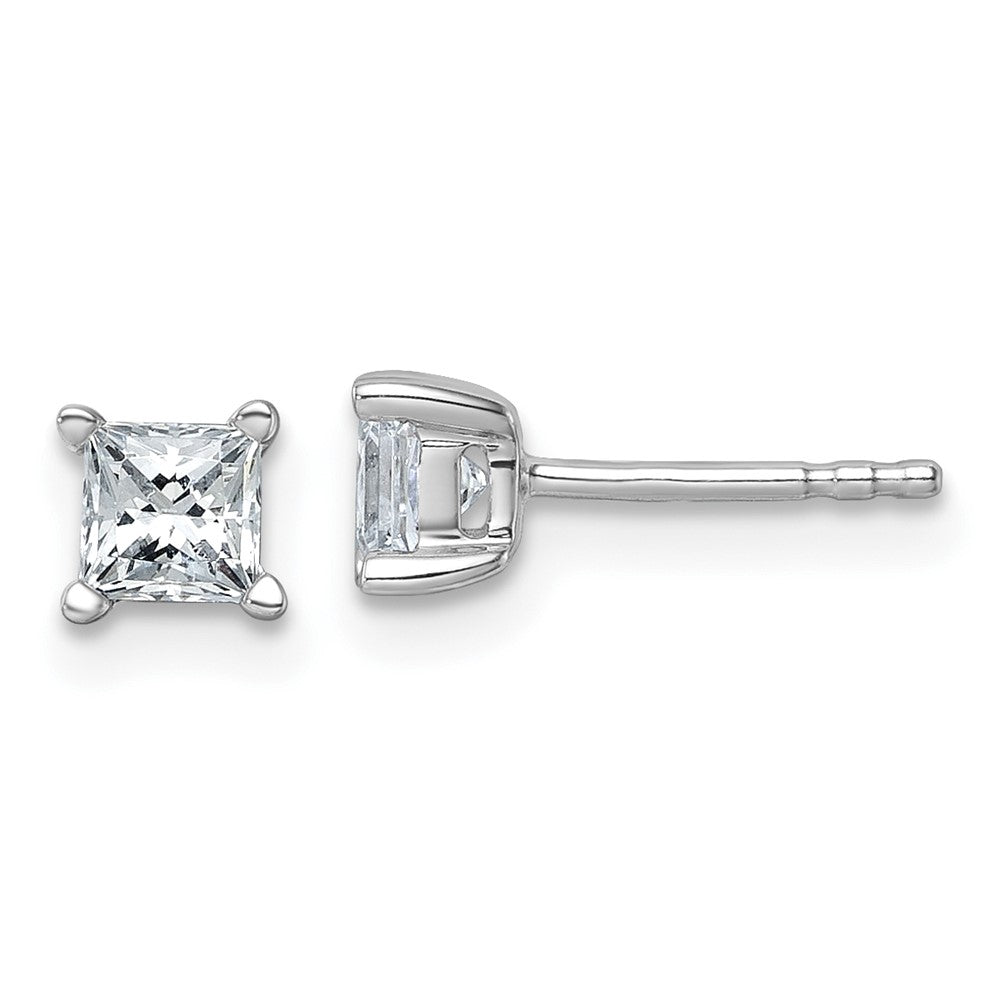 14K White Gold 3/4 Ctw Lab Grown Diamond Vs+ F+ Princess 4 Prong Heavy Wt. Stud Earrings