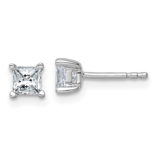 14K White Gold 3/4 Ctw Lab Grown Diamond Vs+ F+ Princess 4 Prong Heavy Wt. Stud Earrings