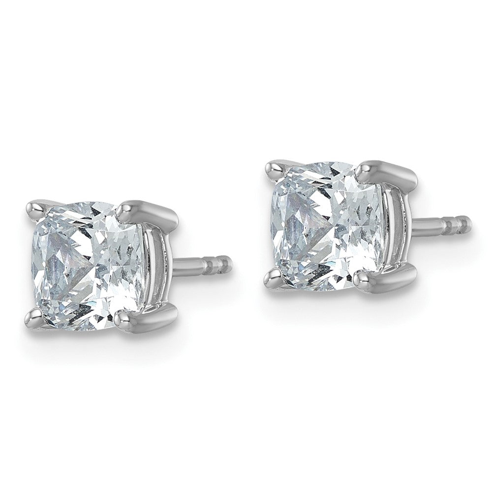 14K White Gold 2 Ctw Lab Grown Diamond Vs+ F+ Cushion 4 Prong Heavy Wt. Stud Earrings