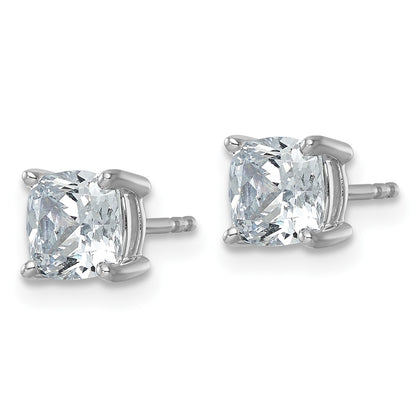14K White Gold 2 Ctw Lab Grown Diamond Vs+ F+ Cushion 4 Prong Heavy Wt. Stud Earrings