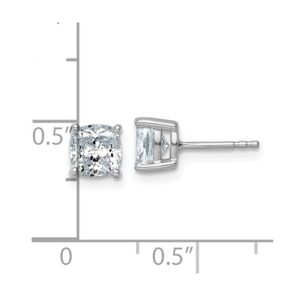 14K White Gold 2 Ctw Lab Grown Diamond Vs+ F+ Cushion 4 Prong Heavy Wt. Stud Earrings