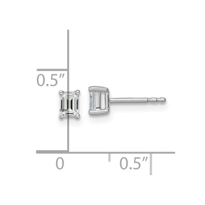 14K White Gold 1/2 Ctw Lab Grown Diamond Vs+ F+ Emerald 4 Prong Heavy Wt. Stud Earrings