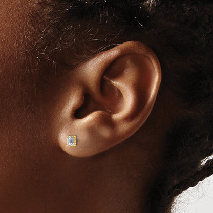 14K Yellow Gold 1/2 Ctw Lab Grown Diamond Vs+ F+ Emerald 4 Prong Heavy Wt. Stud Earrings