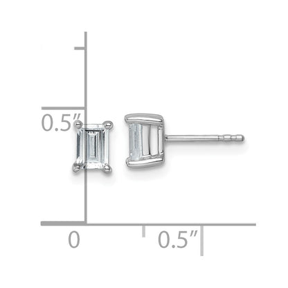 14K White Gold 1 Ctw Lab Grown Diamond Vs+ F+ Emerald 4 Prong Heavy Wt. Stud Earrings